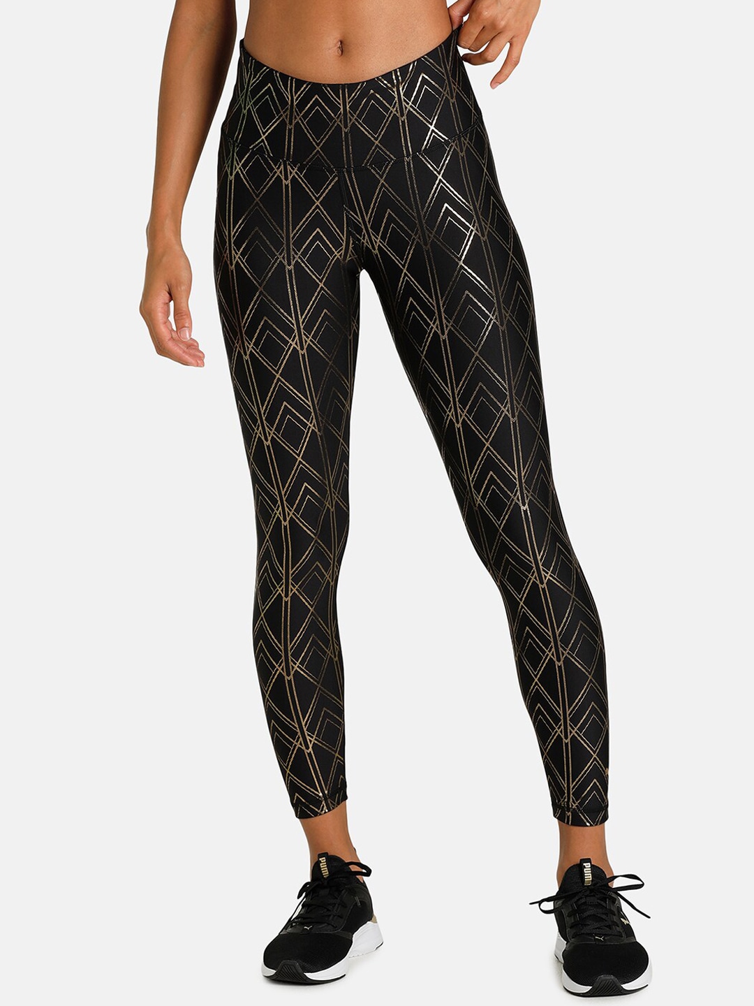 Puma Women Black Patterned Deco Glam High Waist 7/8 Tights Price in India
