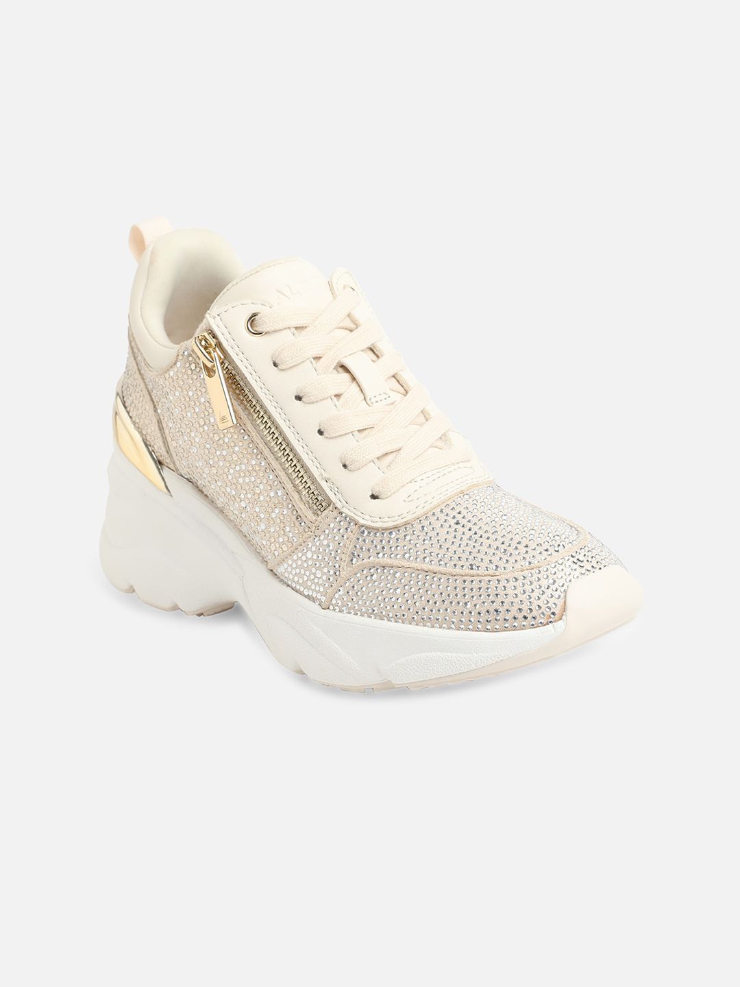 ALDO Women Beige Textured Sneakers Price in India