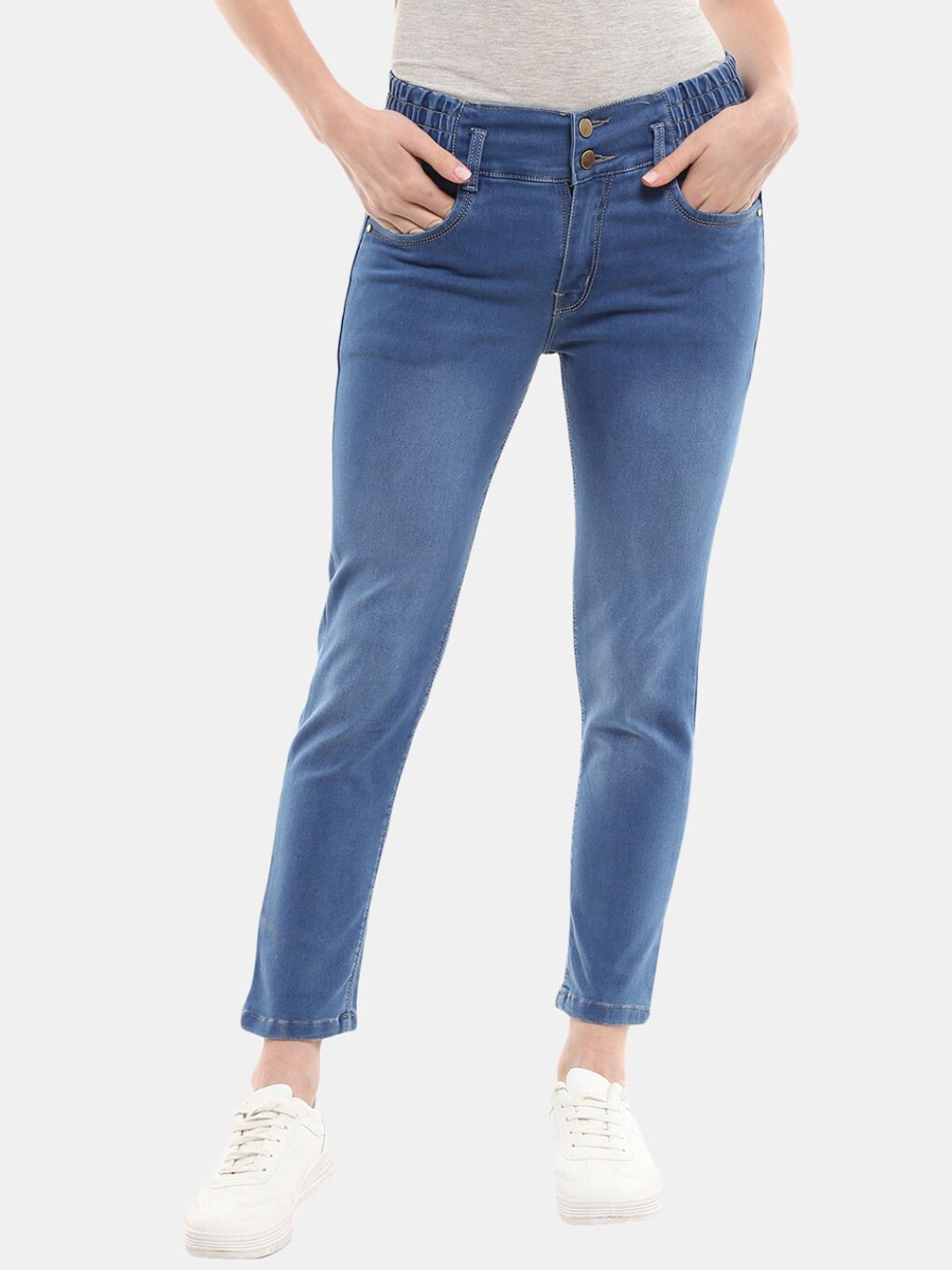 V-Mart Women Blue Light Fade Stretchable Jeans Price in India