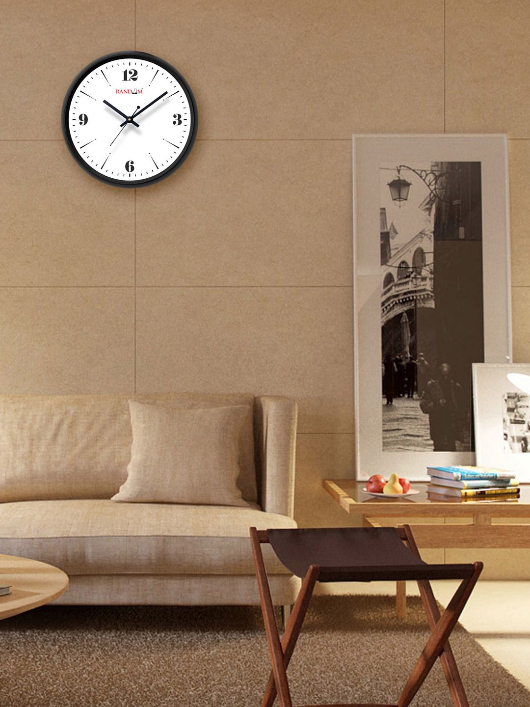 RANDOM White & Black Round 30 cm Analogue Wall Clock Price in India