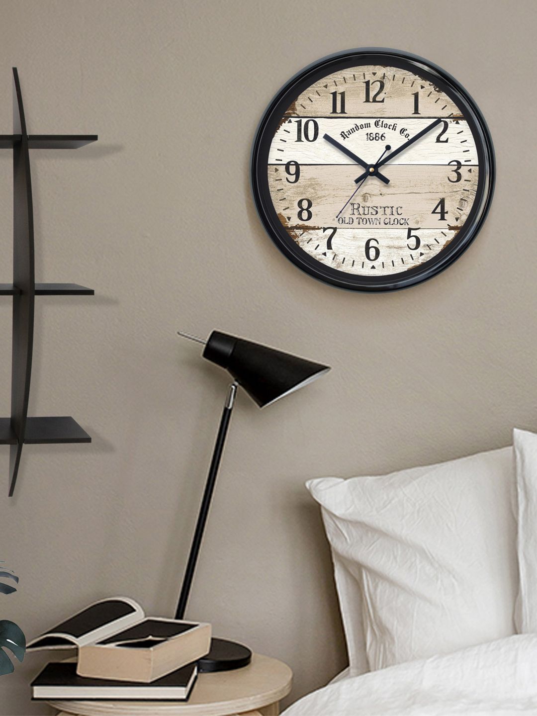 RANDOM Off-White & Black 30 cm Analogue Wall Clock Price in India