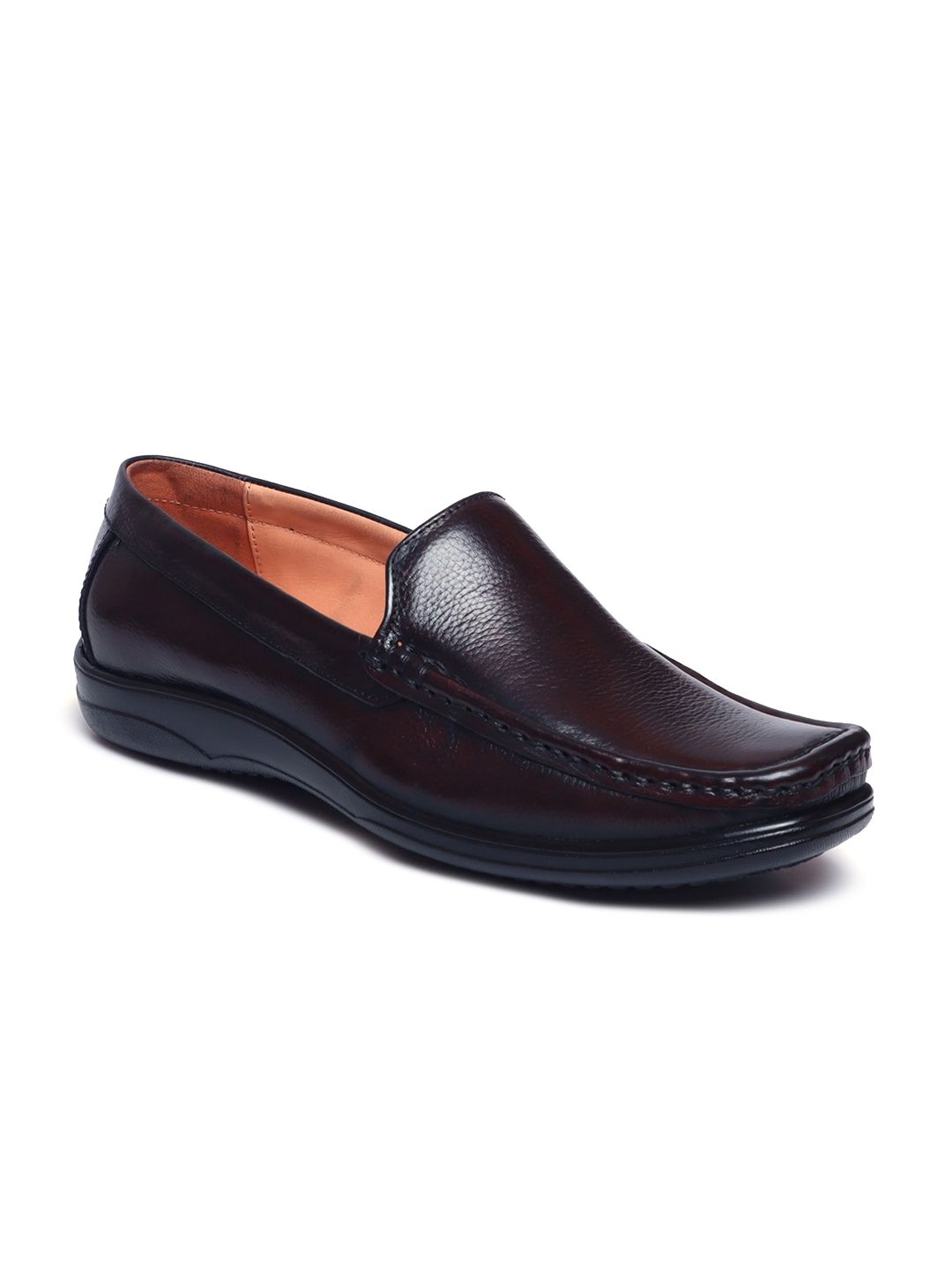Zoom Shoes Men Brown Solid Leather Formal Loafers
