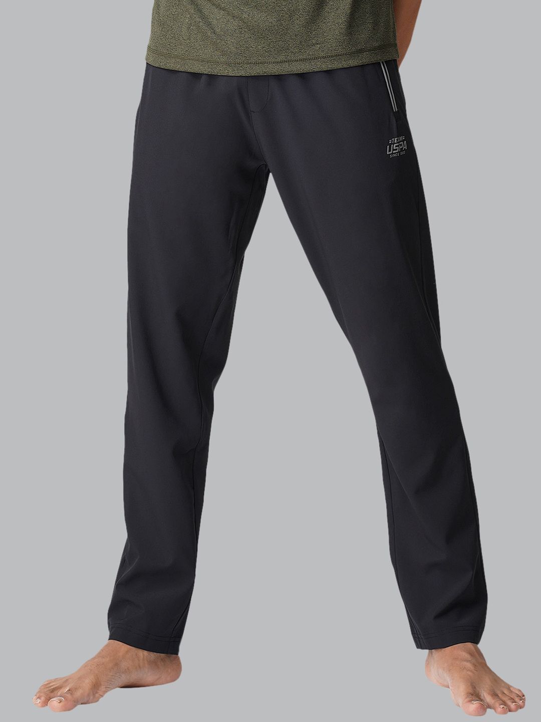 U.S. Polo Assn. Men Black Solid Athleisure Lounge Pants