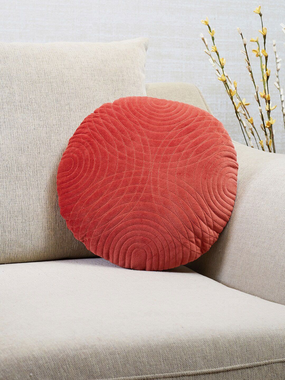 HomeTown Orange Round Cotton Cushion Covers Price in India