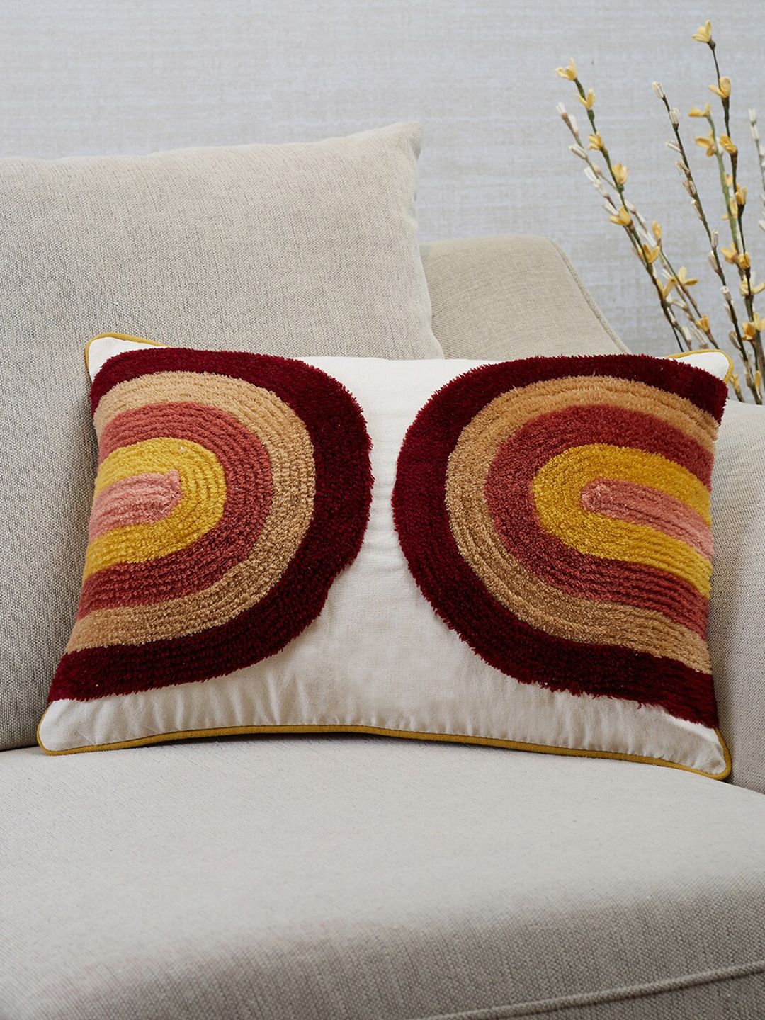 HomeTown Orange & Mustard Rectangle Cushion Covers Price in India