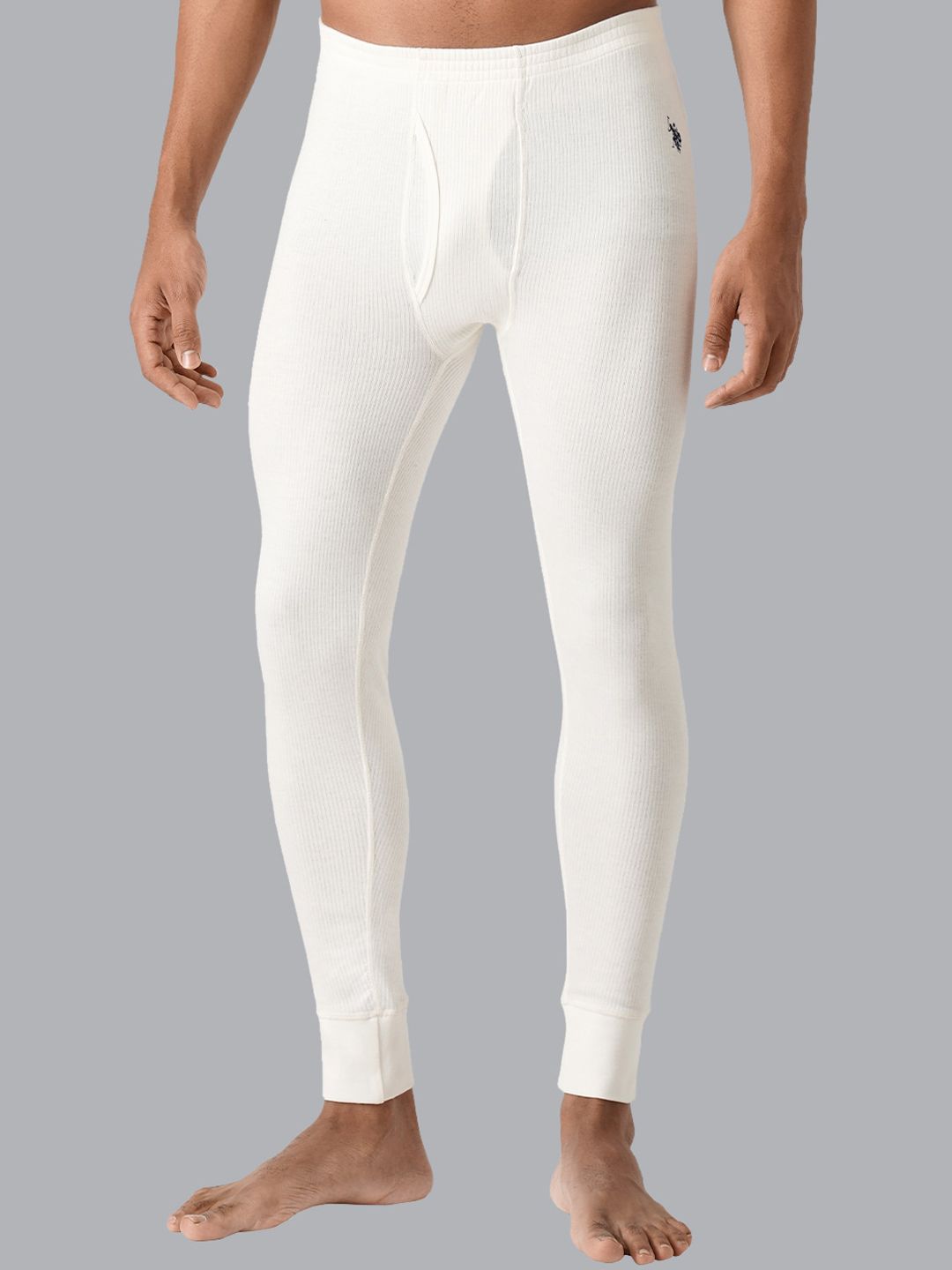 U.S. Polo Assn. Men Beige Colored Solid Thermal Bottoms