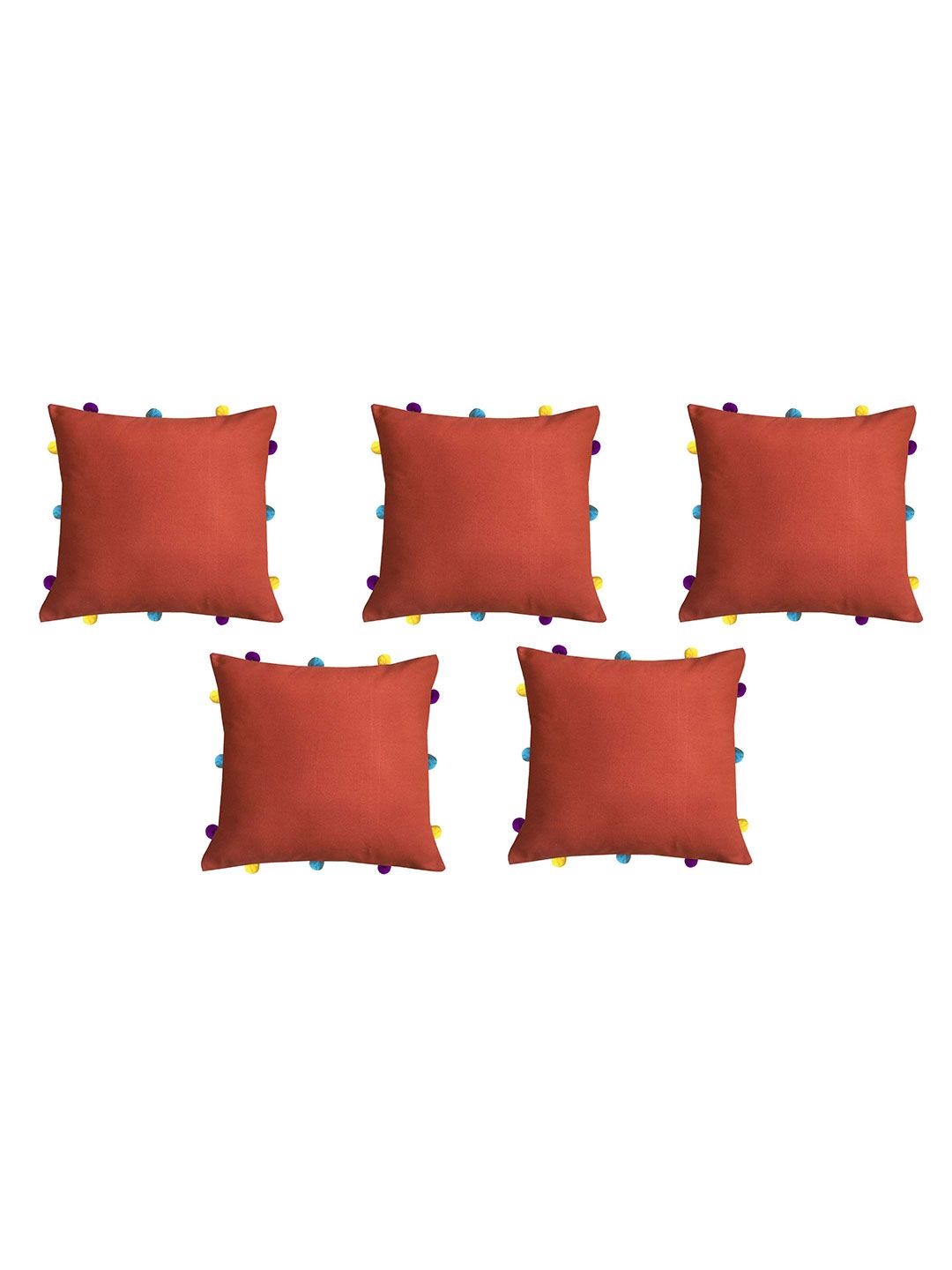 Lushomes Copper-Toned Set of 5 Square Cushion Covers of  30.48 x 30.48 cm Price in India