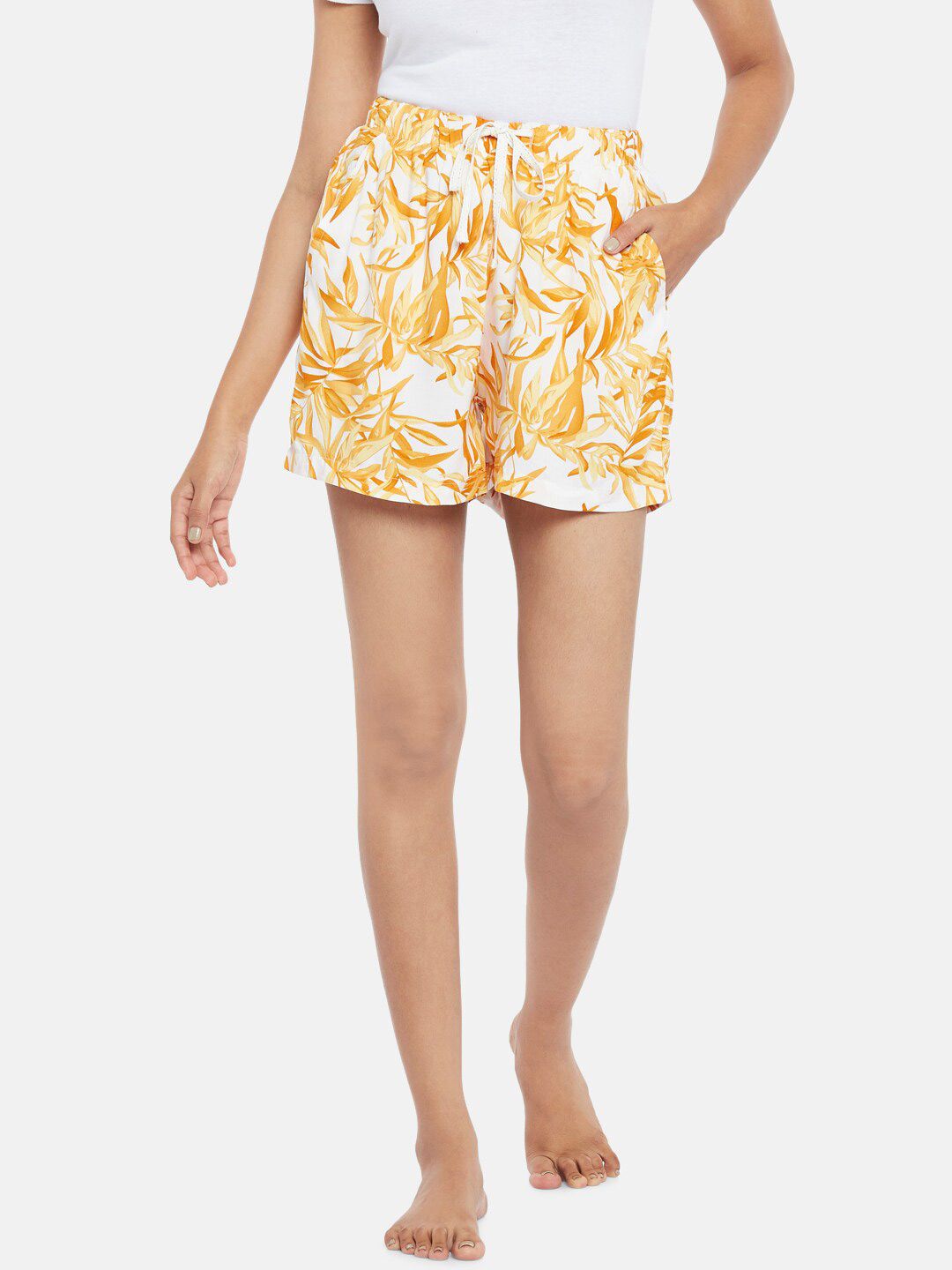 Dreamz by Pantaloons Women Orange & White Printed Lounge Shorts Price in India