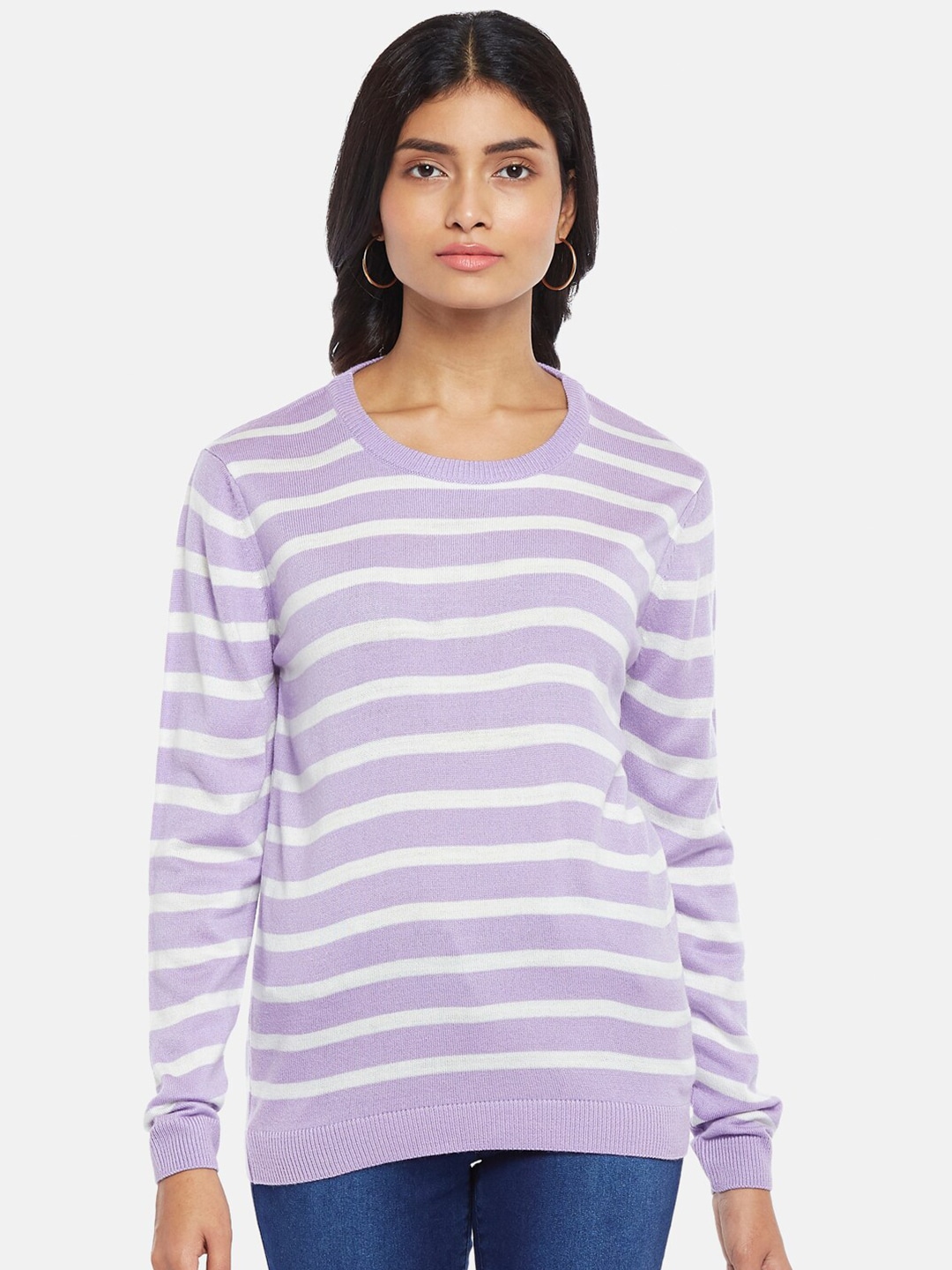 Honey by Pantaloons WOMEN Purple & White Striped Top Price in India