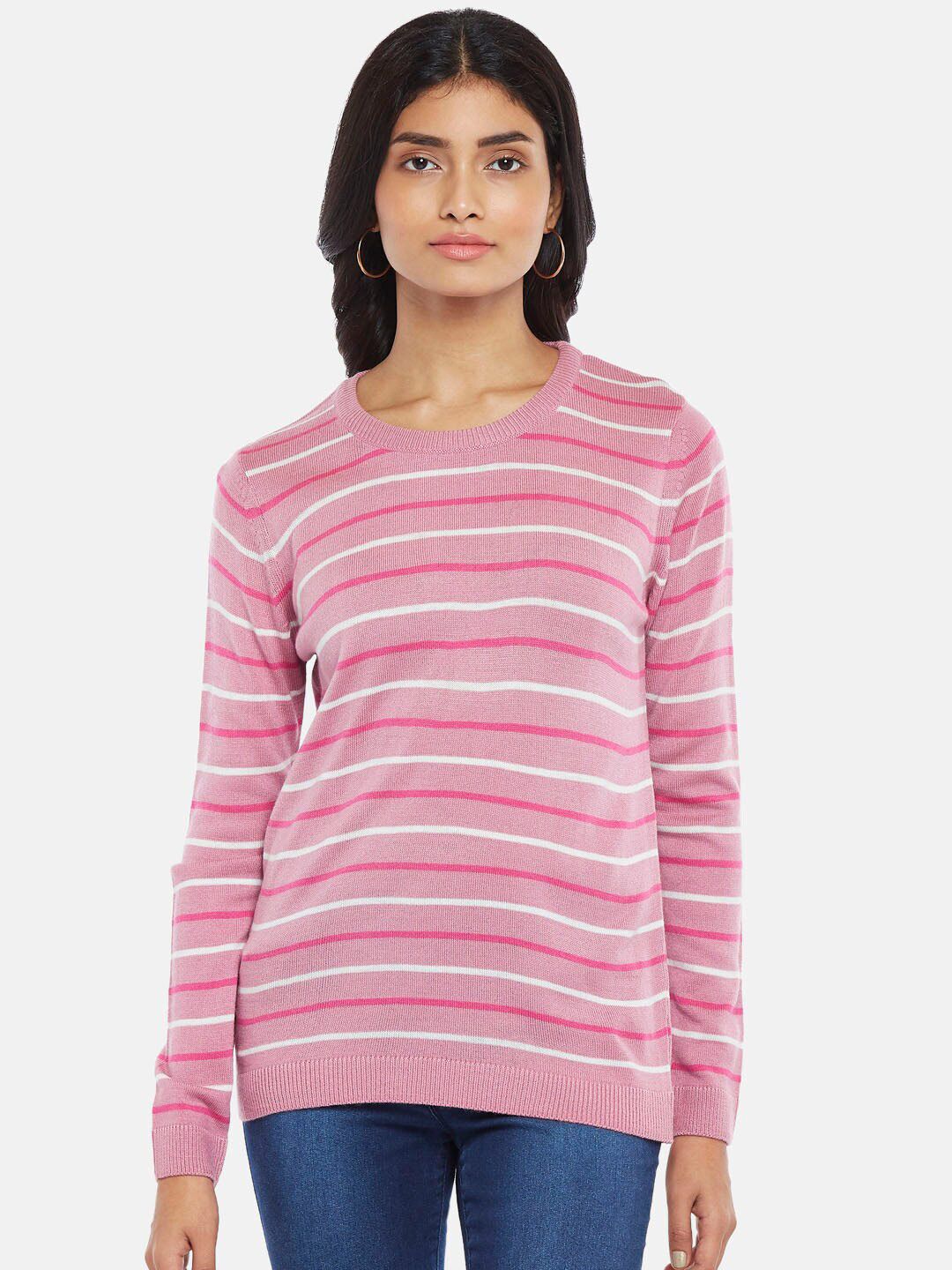 Honey by Pantaloons Pink & White Striped Top Price in India