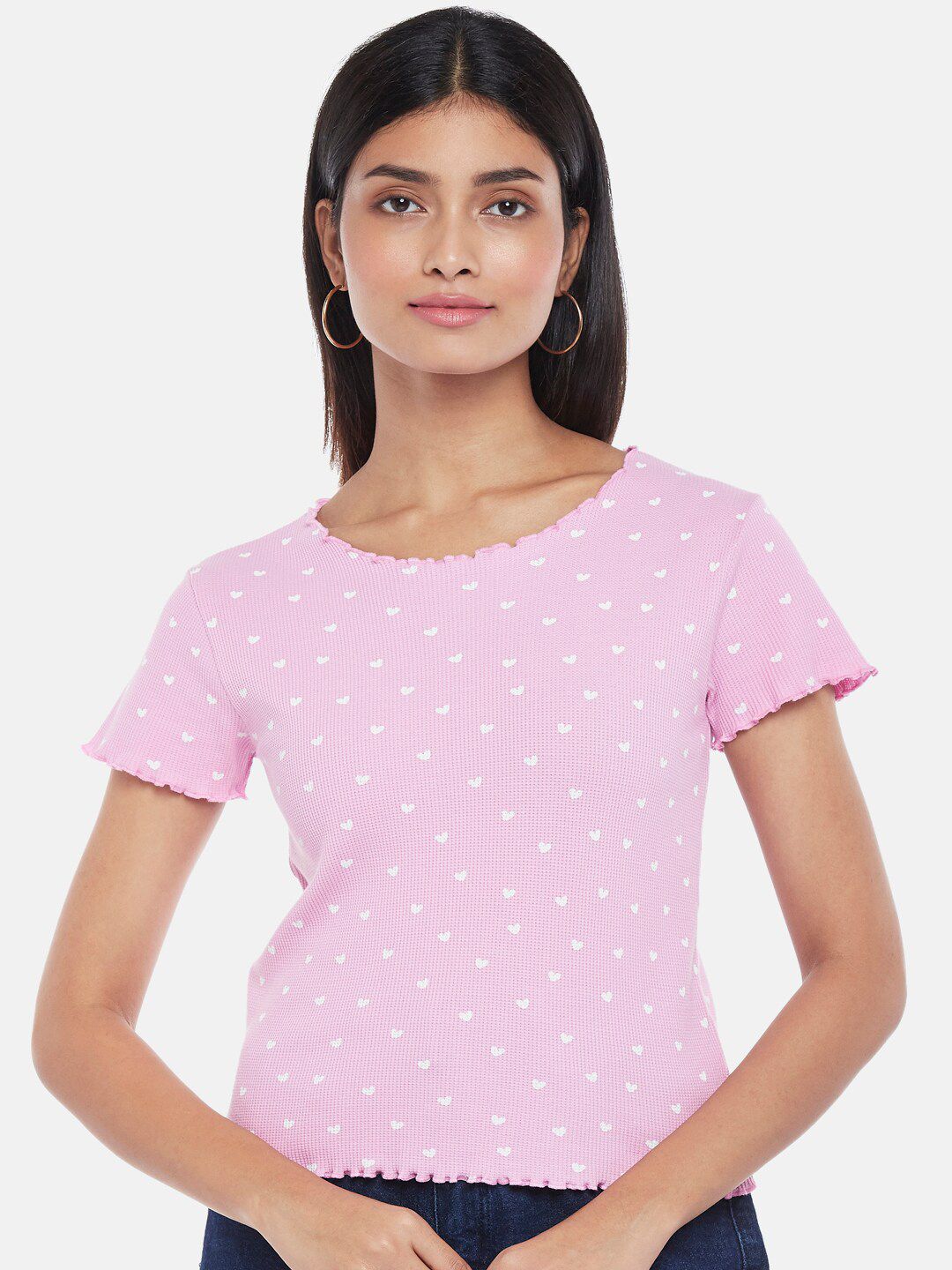 People Women Pink Printed Top Price in India