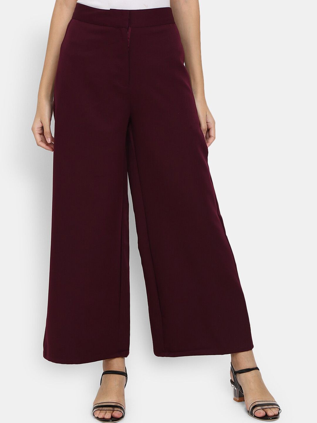 V-Mart Women Maroon Regular Fit Classic Trousers Price in India