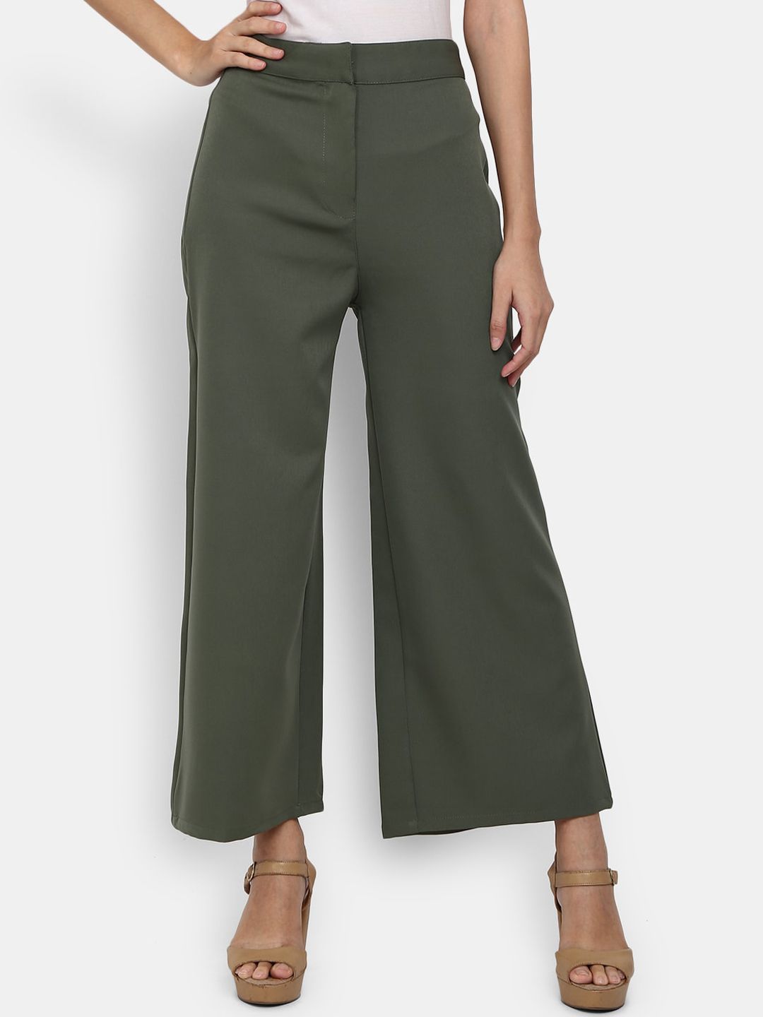V-Mart Women Olive Green Classic Trouser Price in India