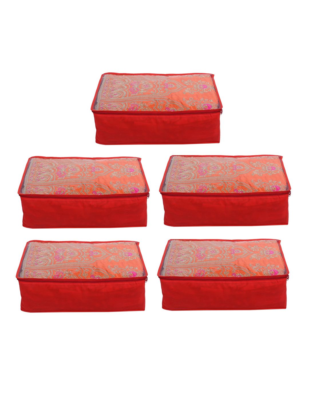 Home Fresh Set Of 5 Red Printed Saree Organiser Price in India