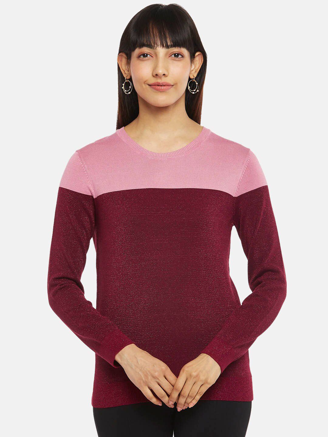 Annabelle by Pantaloons Red Colourblocked Top Price in India