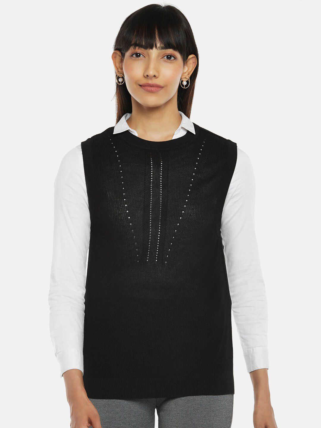 Annabelle by Pantaloons Women Black & White Full Sleeve Top Price in India
