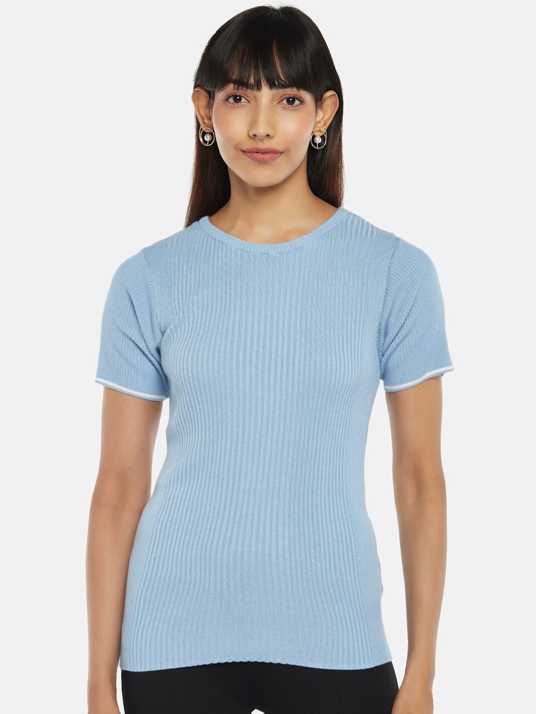 Annabelle by Pantaloons Women Blue Striped Top Price in India