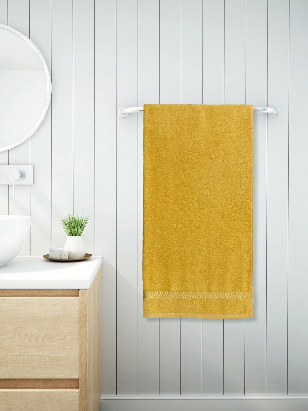 Welspun Yellow Solid 380GSM Pure Cotton Bath Towels Price in India
