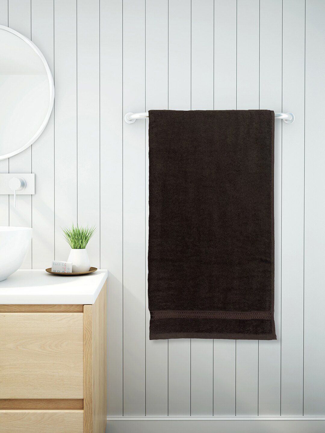 Welspun Brown Solid 380 GSM Anti-Bacterial Cotton Bath Towels Price in India