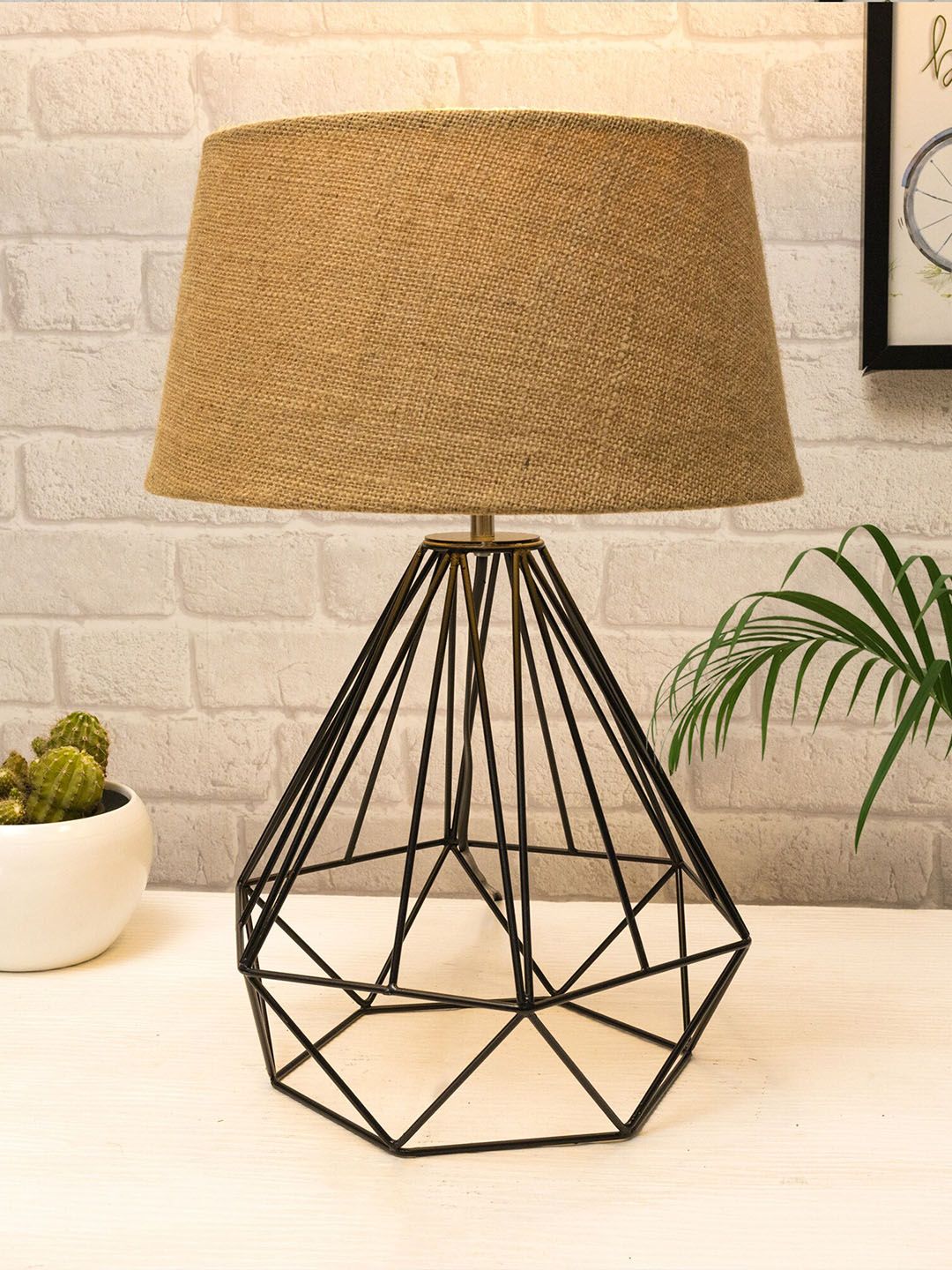 Homesake Black & Beige Textured Table Lamps With Shade Price in India