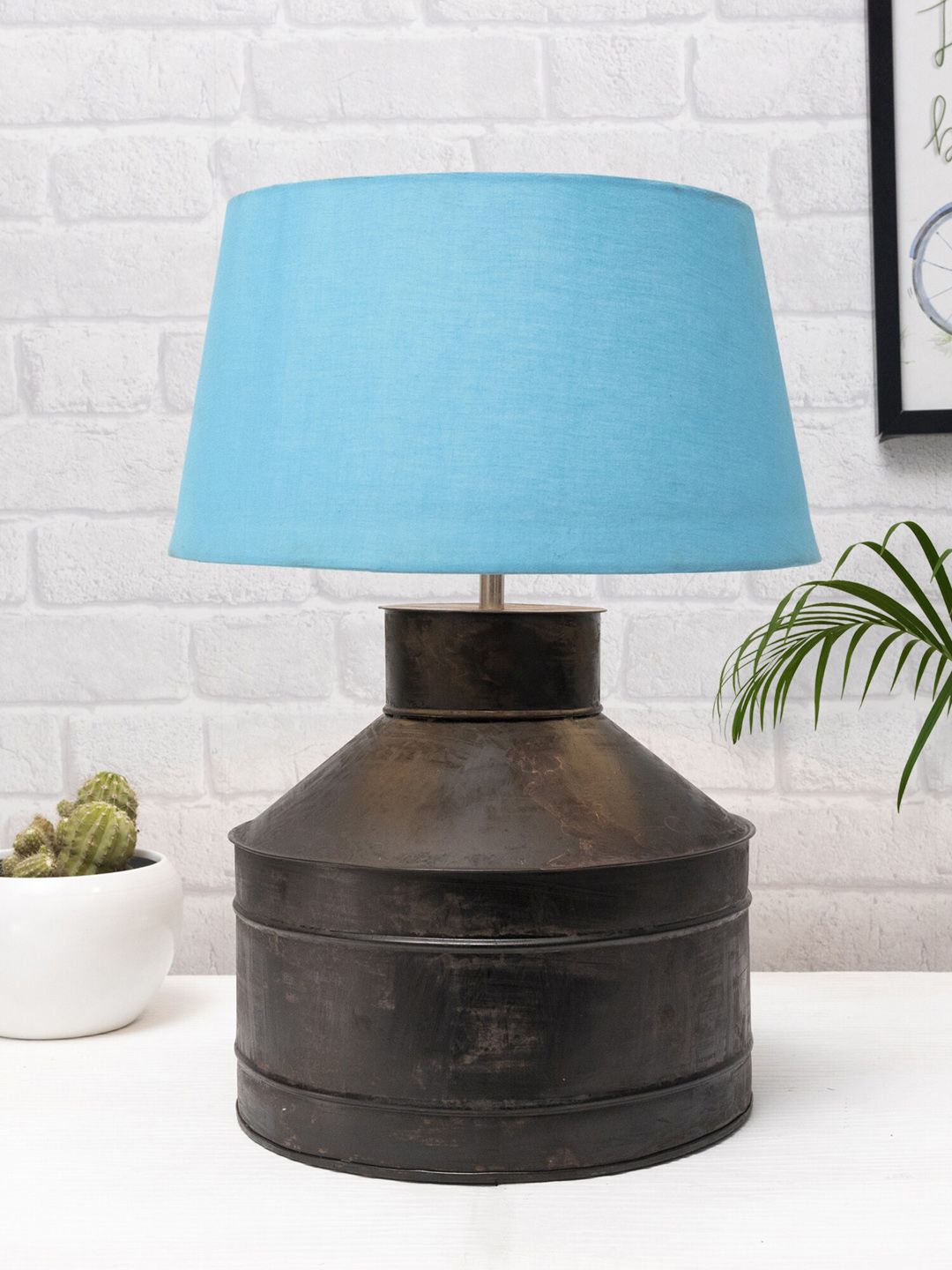 Homesake Grey & Blue Textured Table Lamps With Shade Price in India