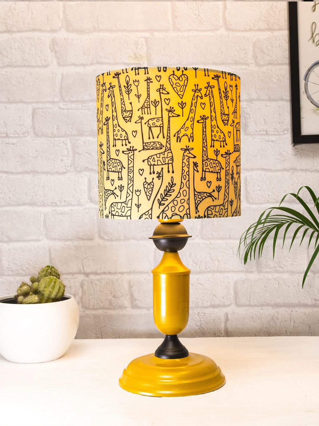 Homesake Gold-Colored & Black Printed With Savannah Shade Table Lamps Price in India