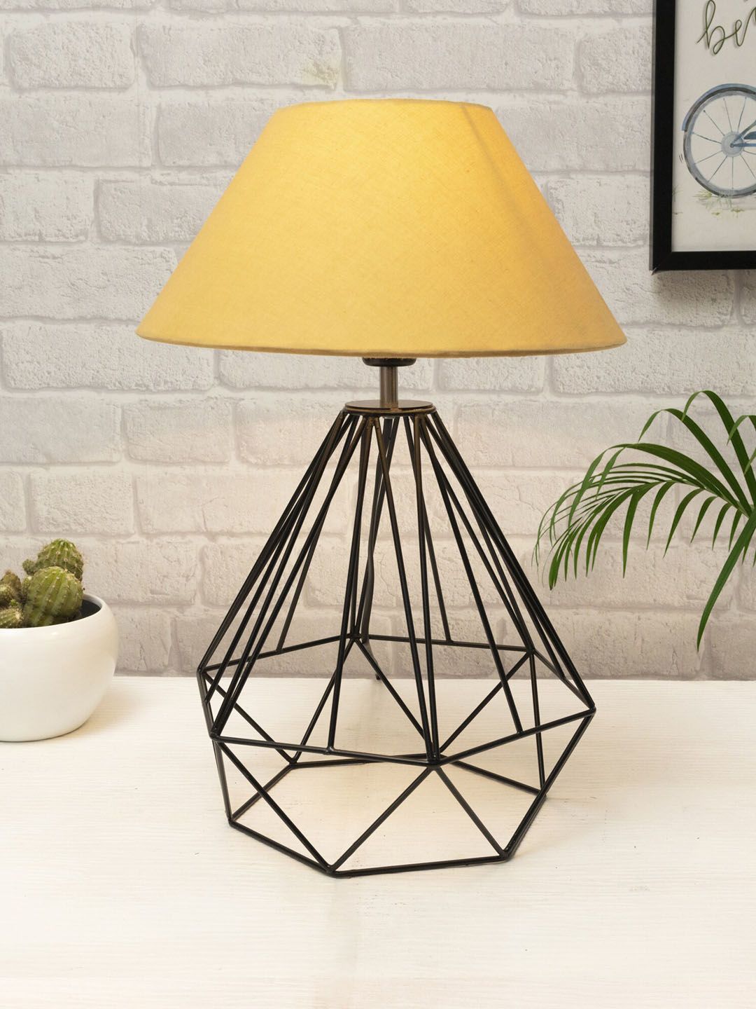 Homesake Black & Yellow Textured Table Lamps With Shade Price in India