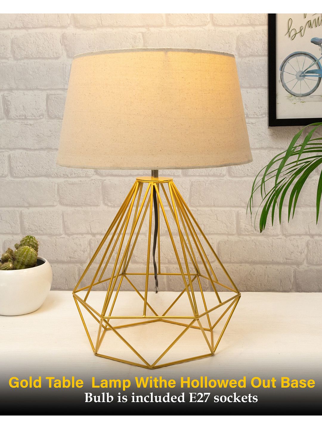 Homesake Gold-Toned Solid Metal Table Lamps Price in India