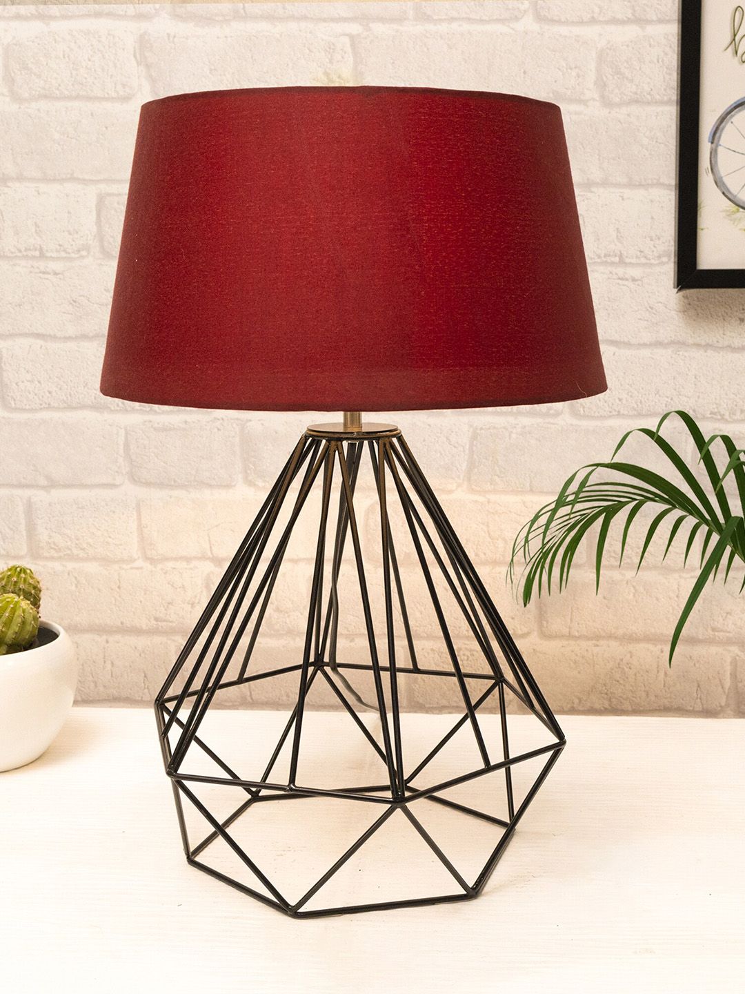Homesake Red & Black Solid Shade Table Lamps Price in India