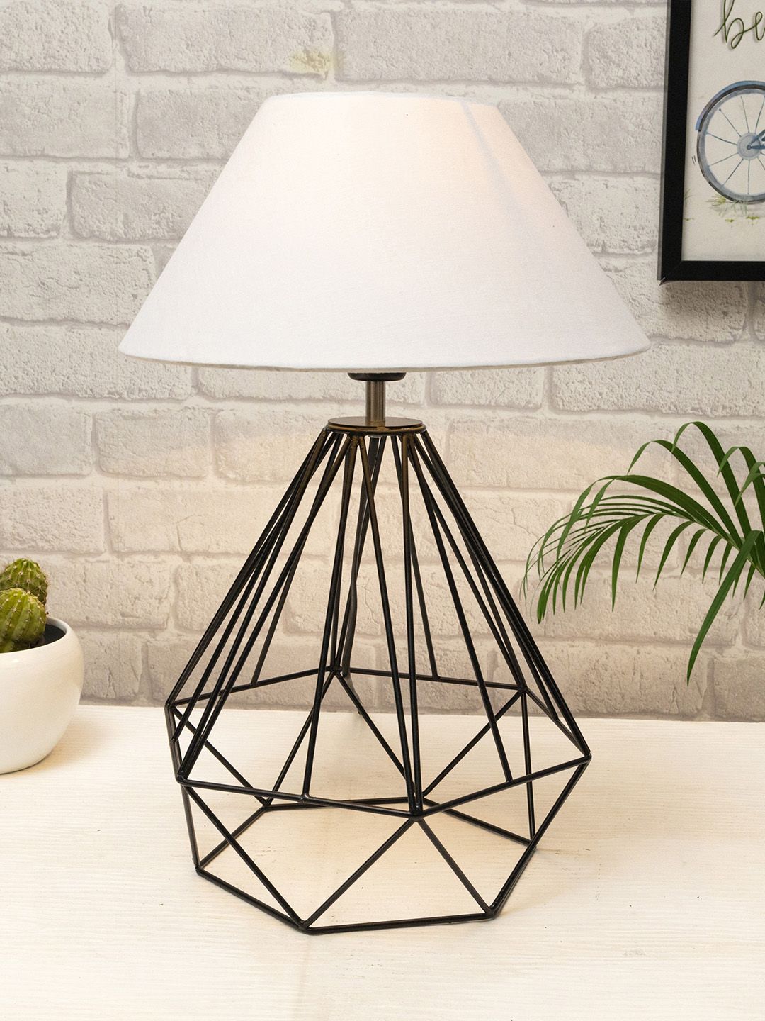 Homesake White & Black Solid Metal Table Lamps Price in India