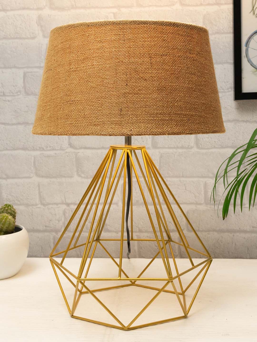 Homesake Gold-Toned Solid Jute Shade Table Lamps Price in India