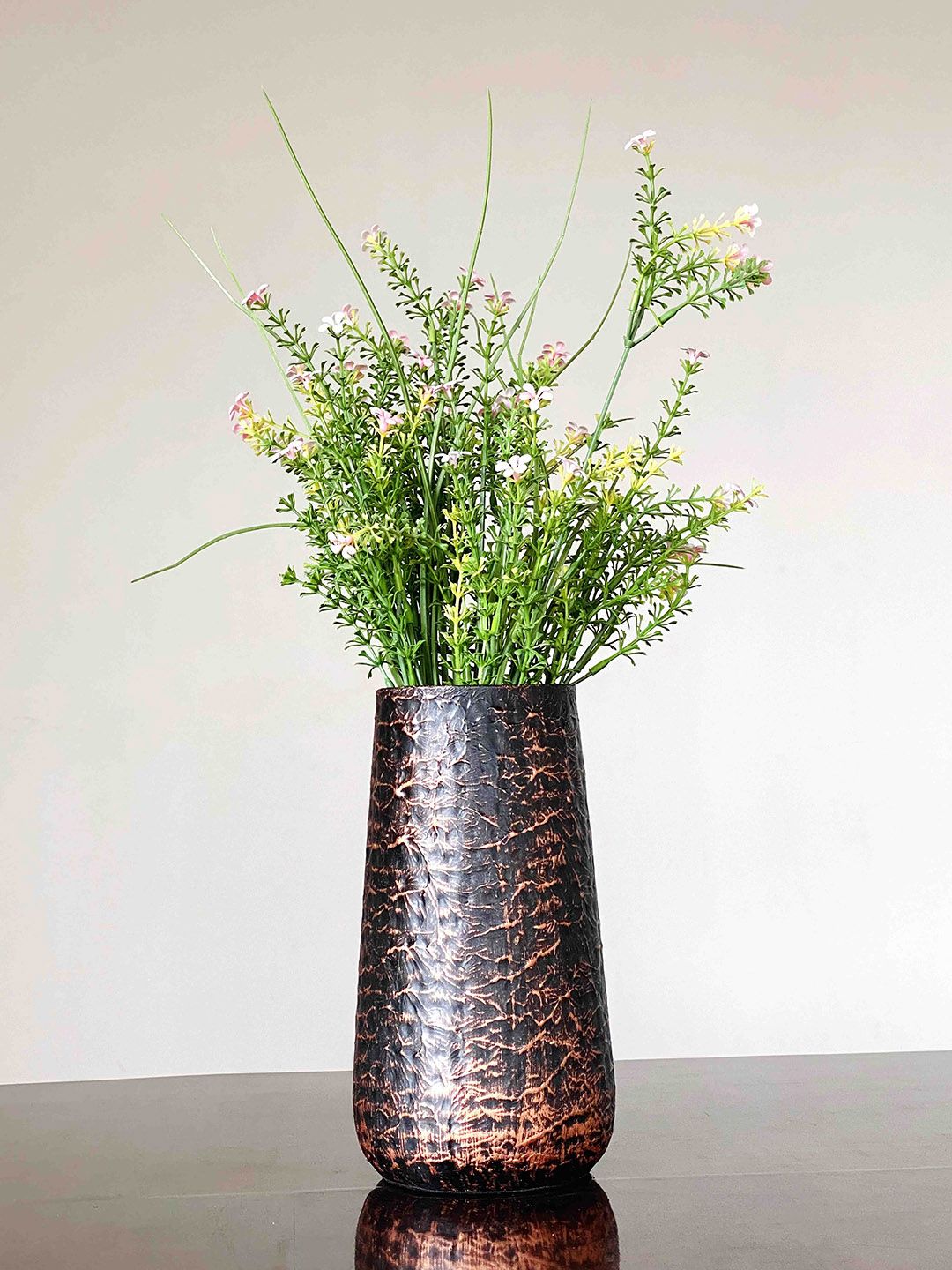 Folkstorys Golden Black Metal Textured Vase Price in India