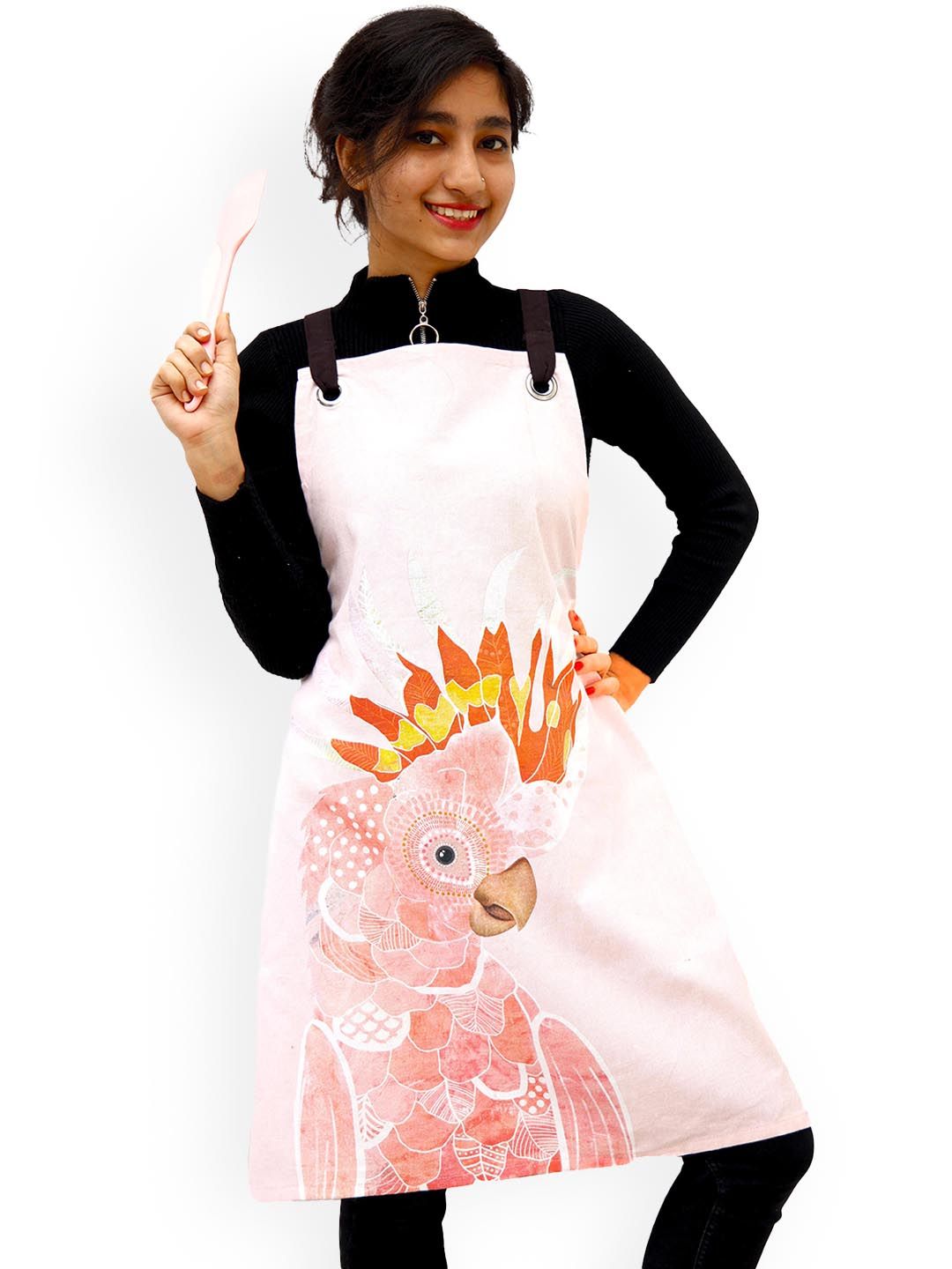 Ariana Peach Bird Printed Cotton Aprons Price in India