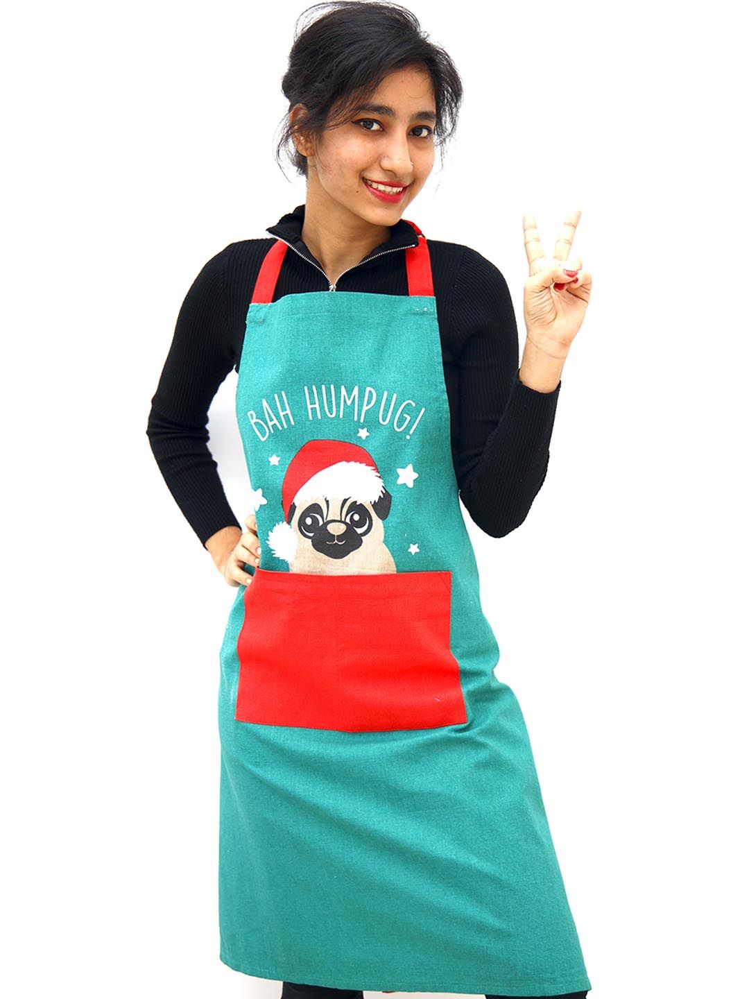 Ariana Blue & Red Printed Pure Cotton Apron Price in India