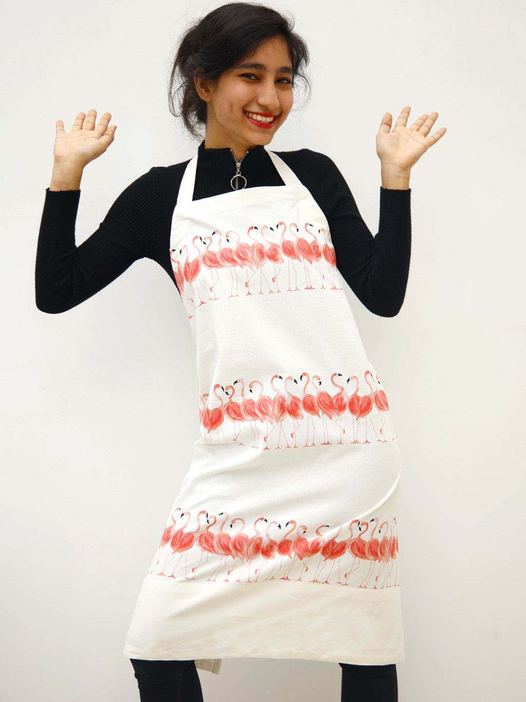 Ariana White & Red Printed Pure Cotton Apron Price in India