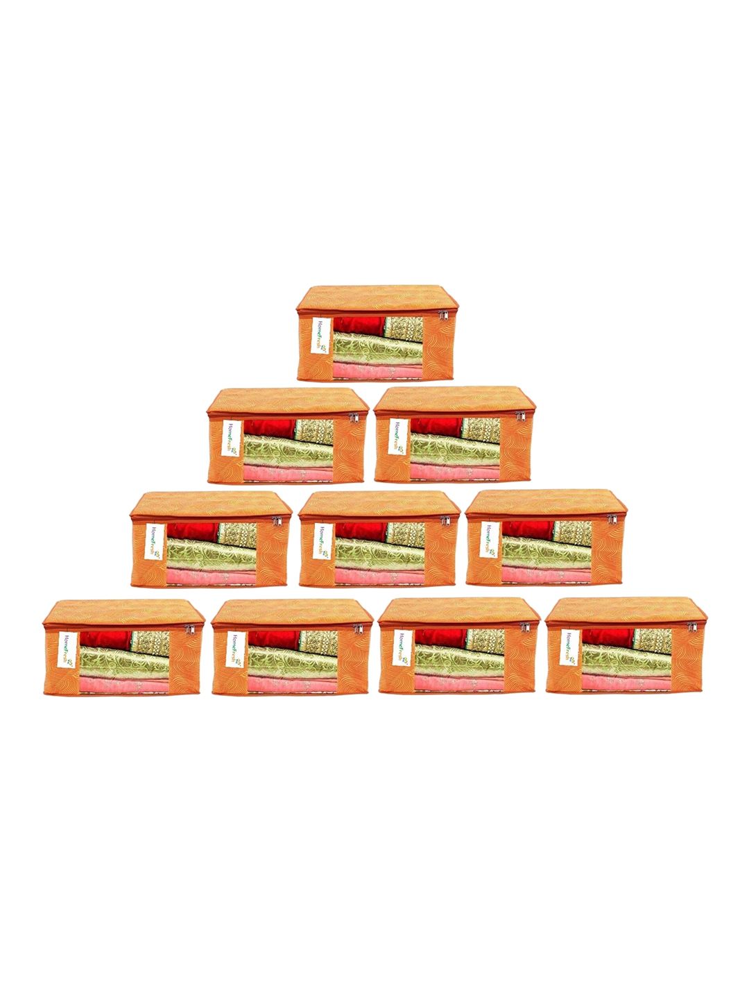 Home Fresh Set Of 10 Orange Printed Saree Organisers Price in India