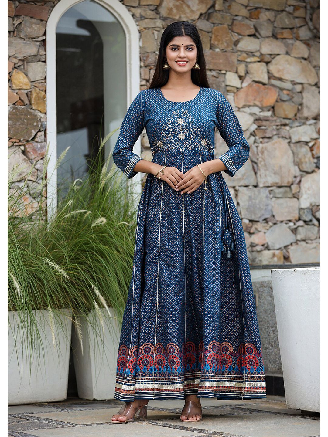 KAAJH Blue Ethnic Maxi Dress Price in India
