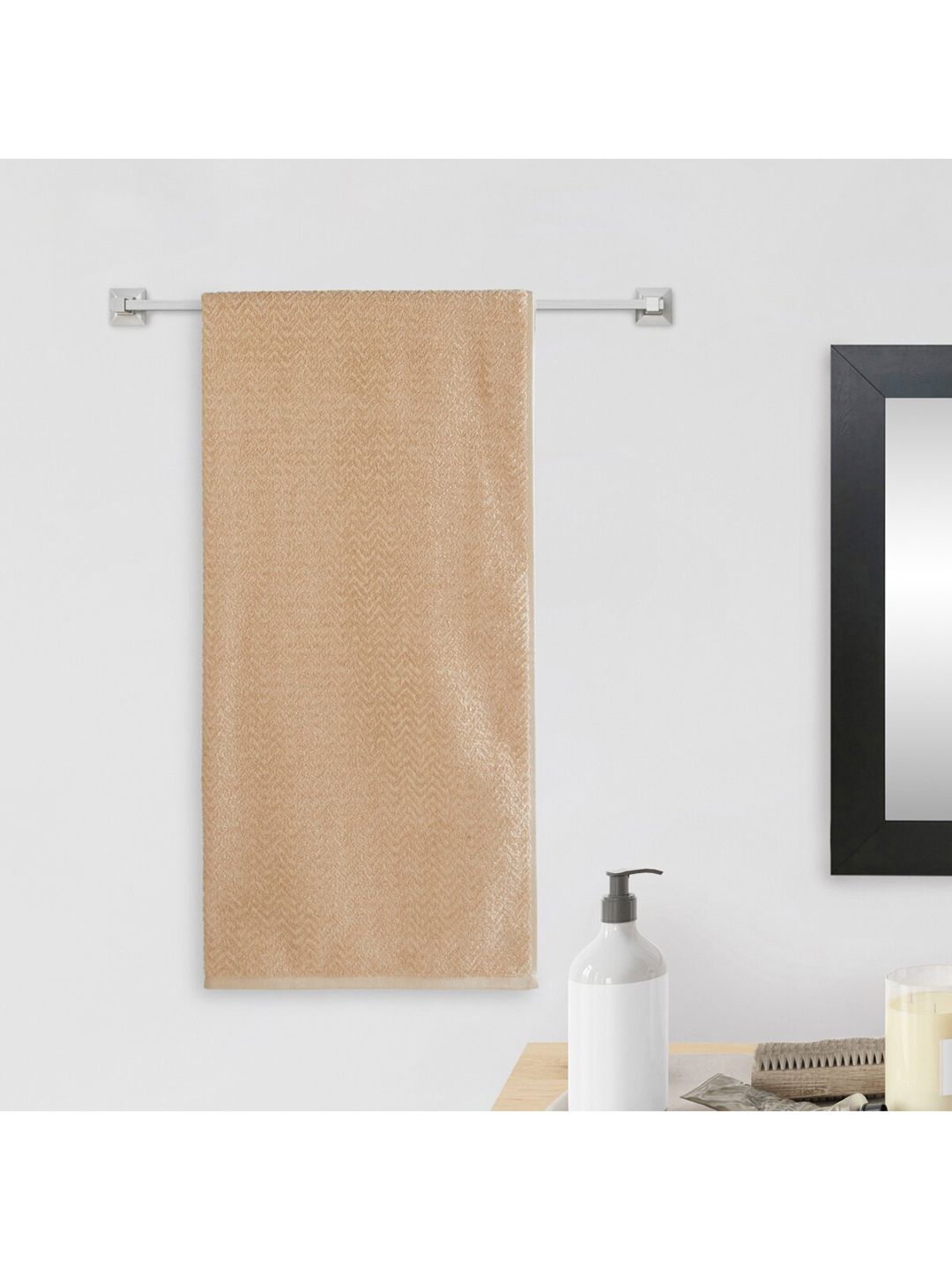 Home Centre Beige Solid Cotton 380 GSM Bath Towels Price in India