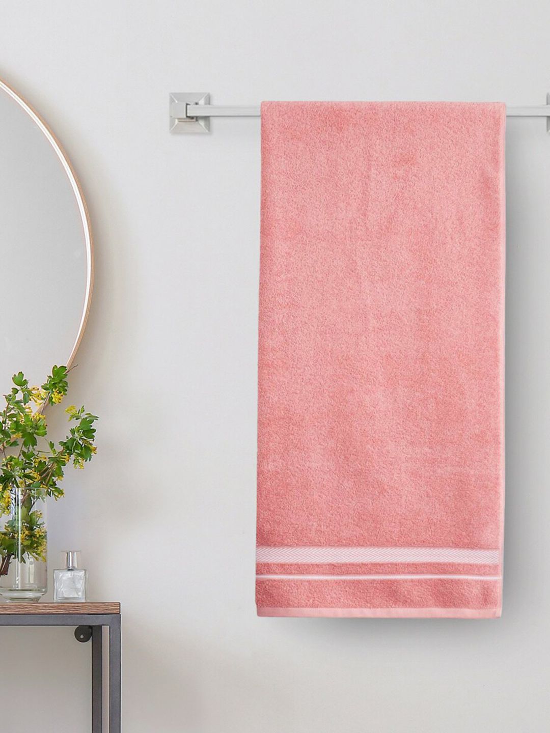 Home Centre Peach Solid 380 GSM Cotton Bath Towels Price in India