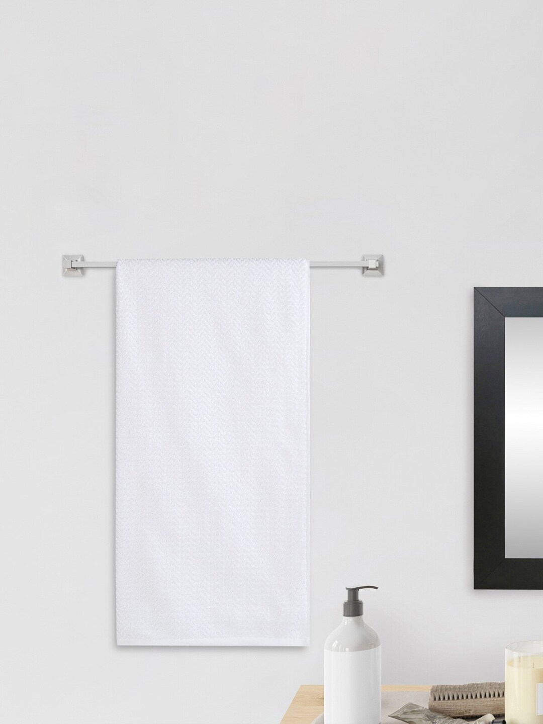 Home Centre White Textured Cotton 380GSM Bath Towels Price in India
