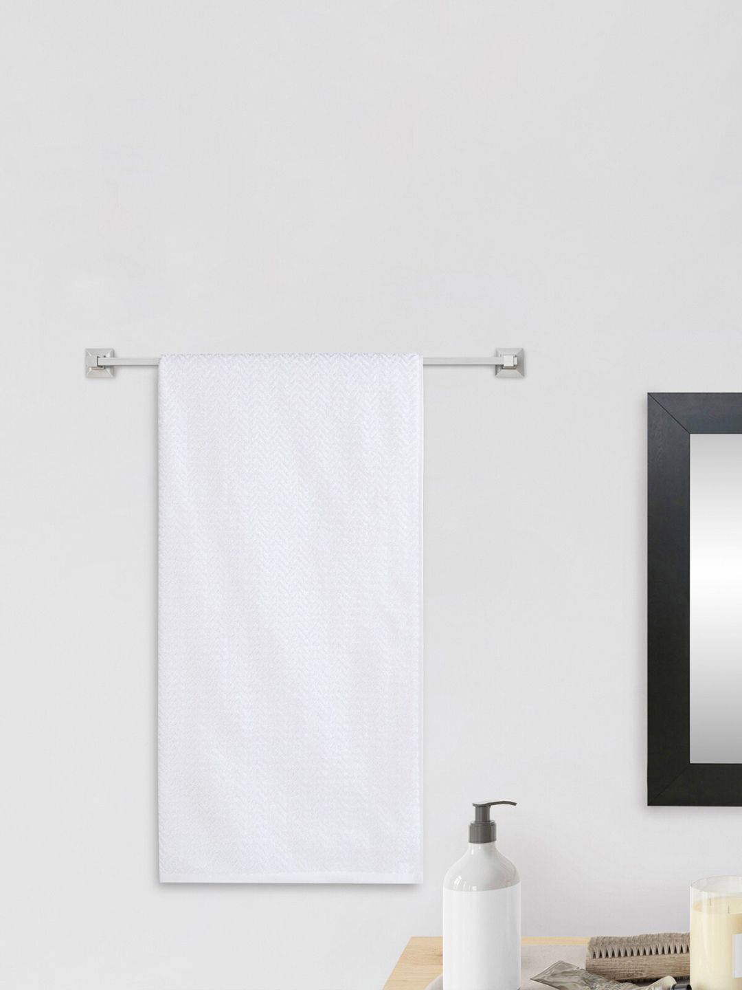 Home Centre White Textured Cotton 380GSM Bath Towels Price in India