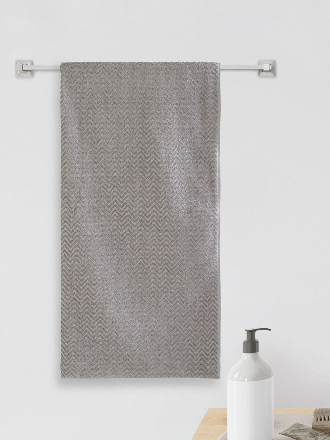 Home Centre Grey Solid Cotton 380 GSM Bath Towels Price in India