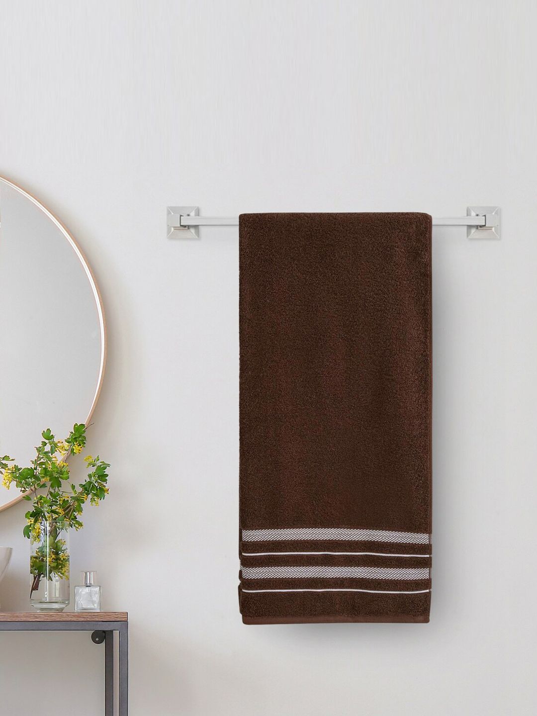 Home Centre Brown  Solid 380 GSM Cotton Bath Towel Price in India