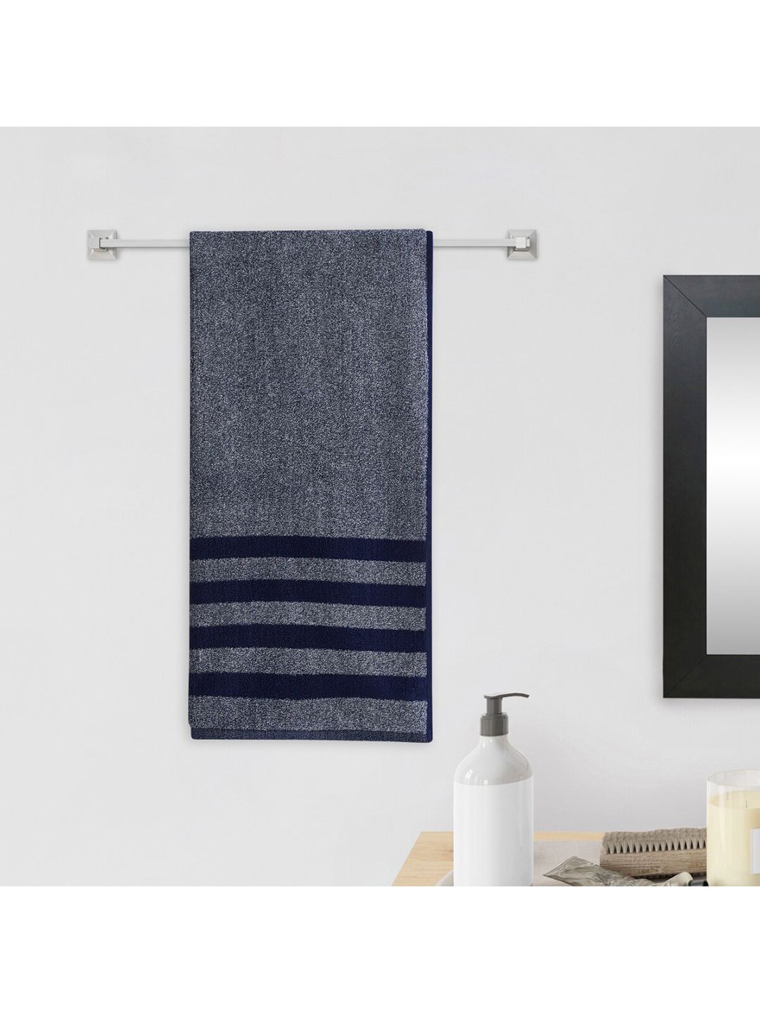 Home Centre Blue Solid Cotton 380 GSM Bath Towels Price in India