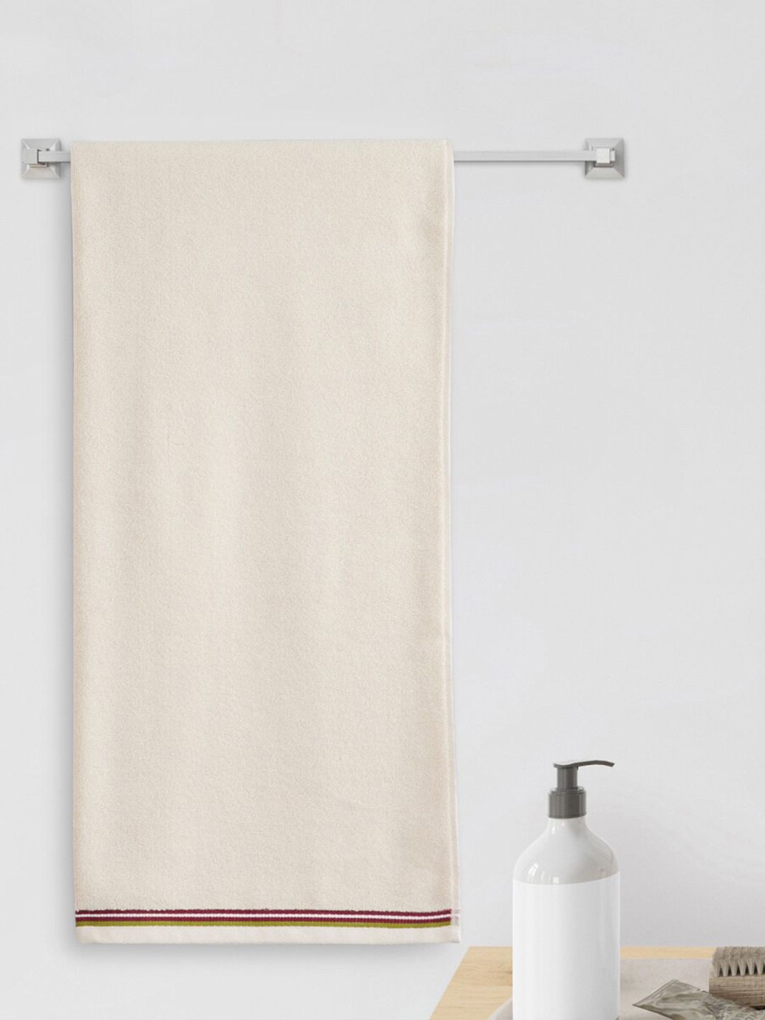 Home Centre Beige Solid Cotton 380 GSM Bath Towel Price in India