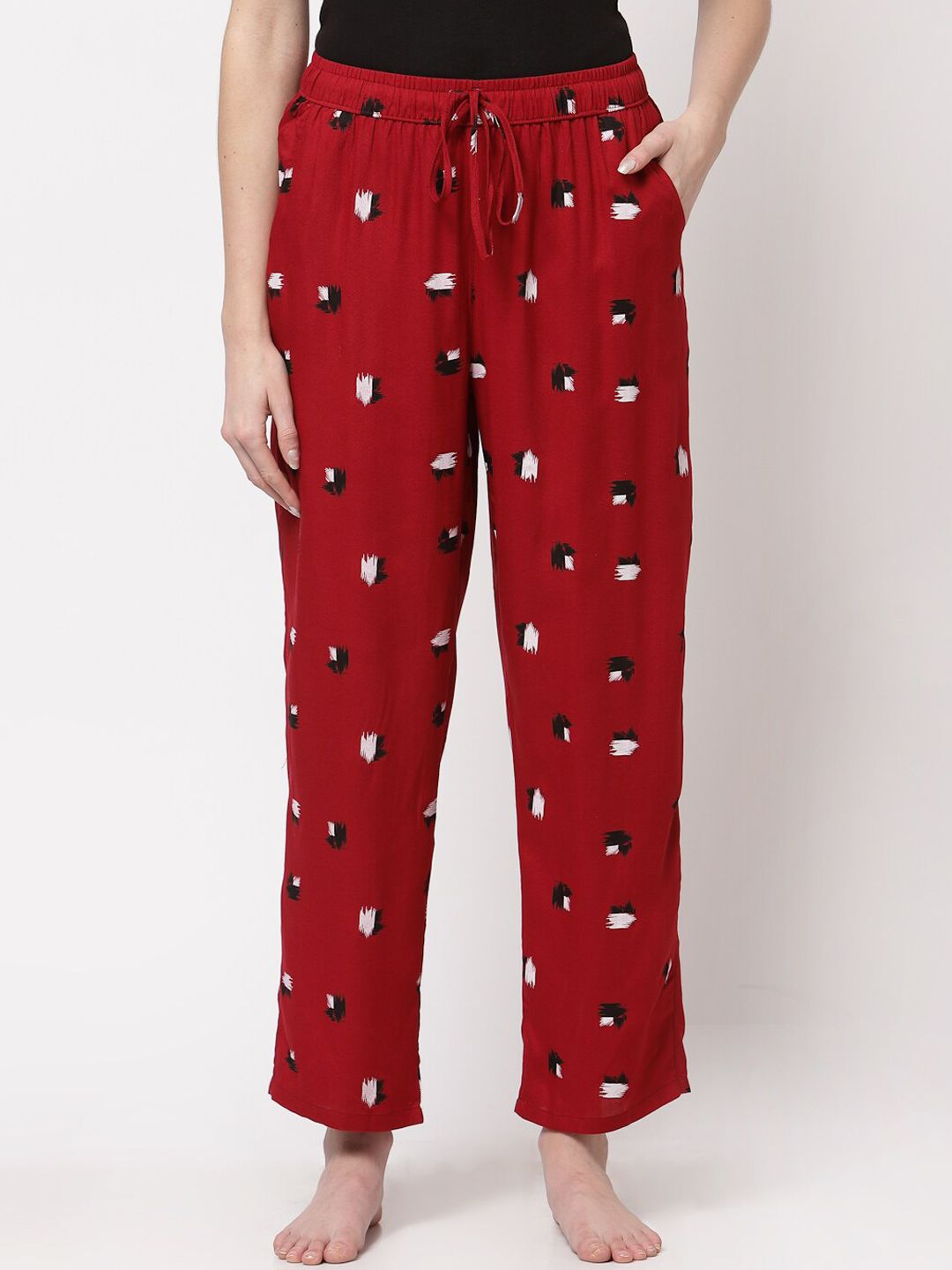 Sweet Dreams Women Red Printed Cotton Lounge Pant Price in India