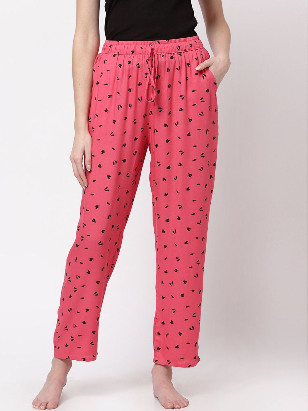 Sweet Dreams Women Pink Printed Cotton Lounge Pants Price in India