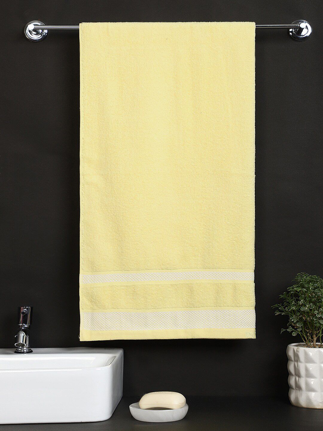 Raymond Home Yellow Solid 380 GSM Pure Cotton Bath Towel Price in India