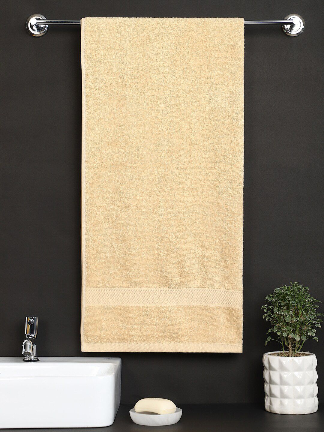 Raymond Home Yellow Solid Pure Cotton 380 GSM Bath Towel Price in India
