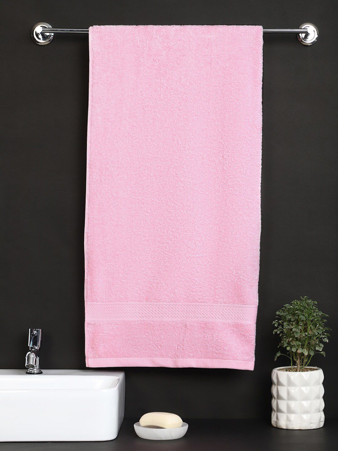 Raymond Home Pink Solid Pure Cotton 380 Gsm Bath Towels Price in India